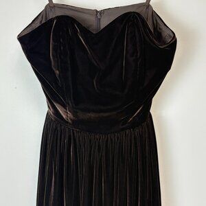Women’s Chocolate Brown Strapless Pleated Cocktail Dress W/Matching Petticoat